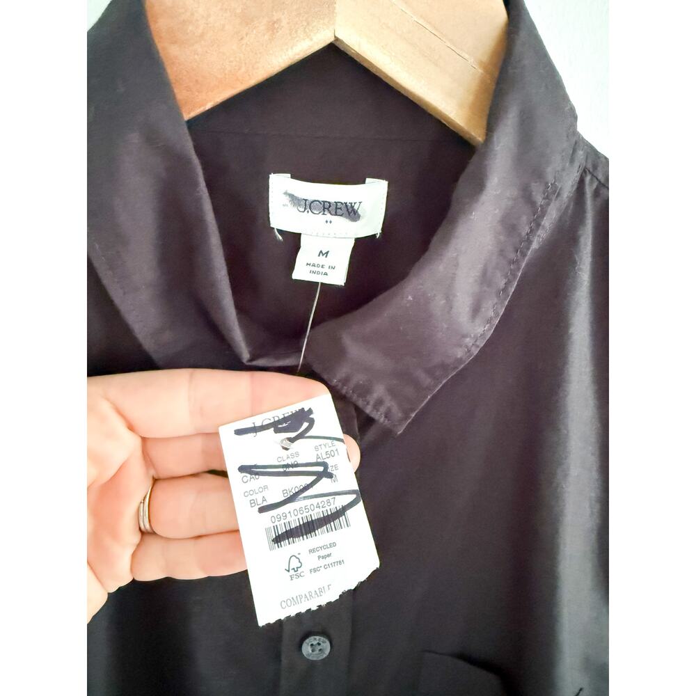 JCrew Factory | NWT Signature Fit Cotton Poplin Button Up Black | Sz M - Picture 6 of 11